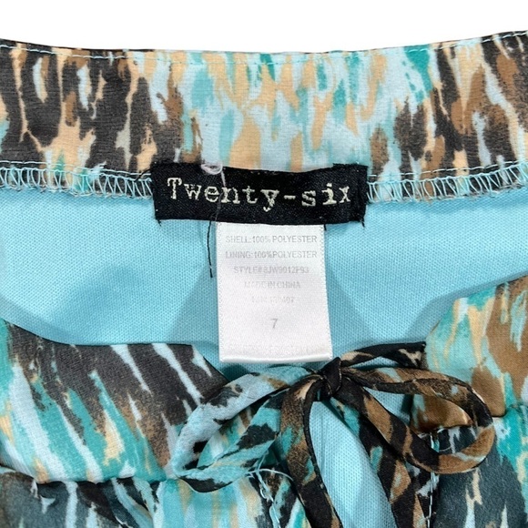 Twenty-Six Brand Abstract Print Layered Open Sleeve Dress sz 7 - Picture 4 of 14